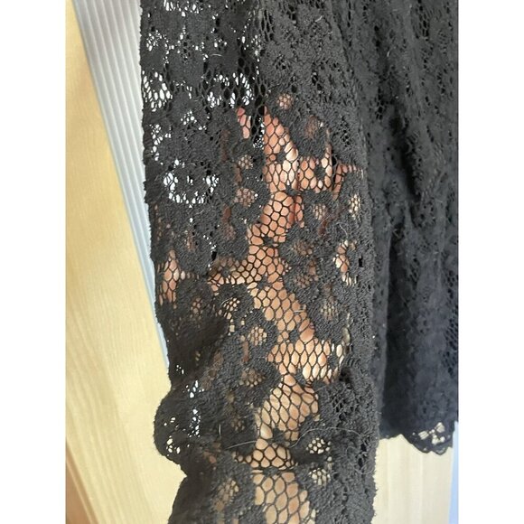 Free People Lace Romper Sz M Long Sleeve Black Witchy Whimsigoth Goth Casual - Picture 2 of 7